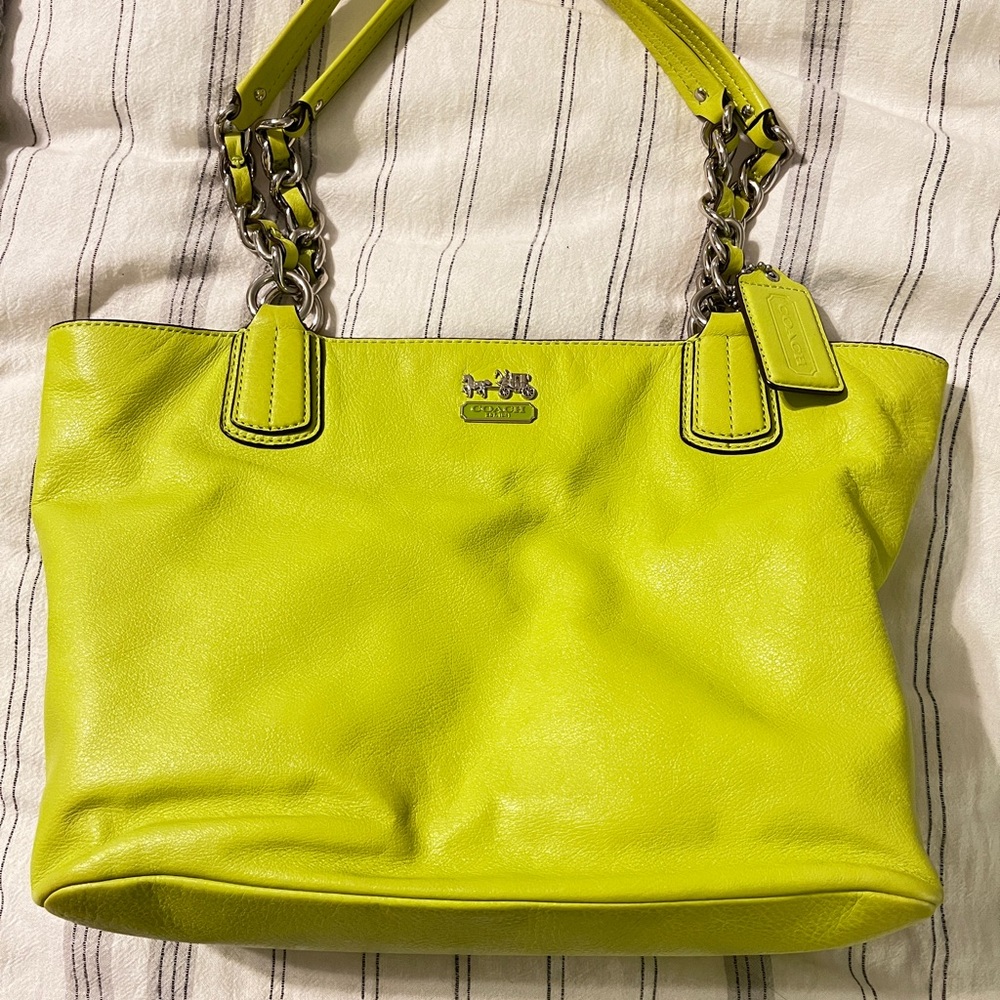 Coach Neon Yellow Leather Tote - Picture 5 of 13